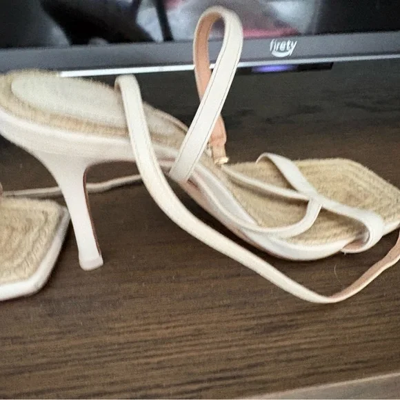 Coach Cream Strappy Espadrille Heeled Sandals - Picture 6 of 6